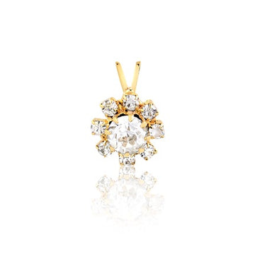 18K Gold Layered Oro Laminado Colored Rhinestone Center with Clear CZ Flower Design Pendant 31.0082/1/2/3